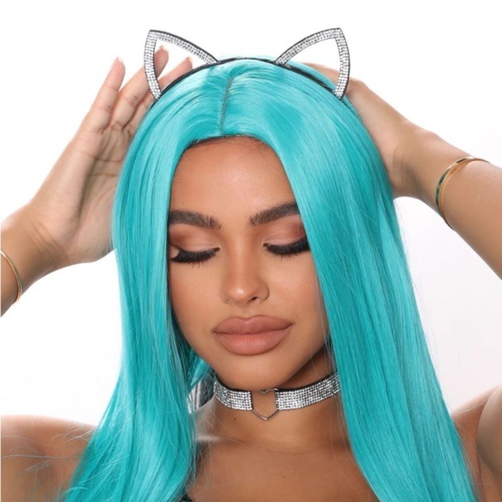 Rhinestone Cat Ears Headband - Black Cat Ears